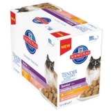 Hill's Feline Senior Healthy Ageing 11+, Huhn & Lachs - 12 x 85 g (2 Sorten gemischt)