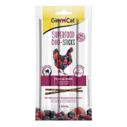 GimCat Superfood Duo-Sticks mit Hühnchen & Waldbeerengeschmack - 3x3 Stück