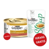 Gourmet Gold Feine Pastete Ente und Spinat 48x85g + Crystal Soup Brühe Huhn und Gemüse 10x40g GRATIS