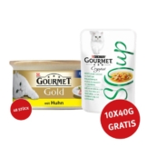 Gourmet Gold Feine Pastete Huhn 48x85g + Crystal Soup mit Huhn und Gemüse 10x40g GRATIS!
