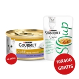 Gourmet Gold Feine Pastete Lamm & Grünen Bohnen 48x85g + Crystal Soup Huhn und Gemüse 10x40g GRATIS!