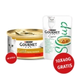 Gourmet Gold Feine Pastete Rind 48x85g + Crystal Soup mit Huhn und Gemüse 10x40g GRATIS!