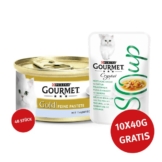 Gourmet Gold Feine Pastete Thunfisch 48x85g + Crystal Soup mit Huhn und Gemüse 10x40g GRATIS!