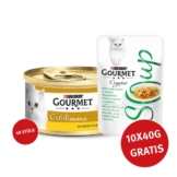 Gourmet Gold Soufflé Huhn 48x85g + Crystal Soup mit Huhn und Gemüse 10x40g GRATIS!