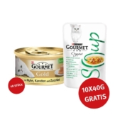 Gourmet Gold Terrine Huhn, Karotten & Zucchini 48x85g + Crystal Soup Huhn und Gemüse 10x40g GRATIS!
