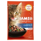 Iams Delights Katzen-Nassfutter in Soße Fisch & grüne Bohnen 24x85g