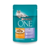 Purina ONE Coat & Hairball mit Huhn und grünen Bohnen - 24x85g