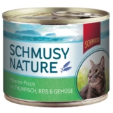 Schmusy Katzenfutter Nature Meeres-Fisch Thun & Gemüse 12x185g